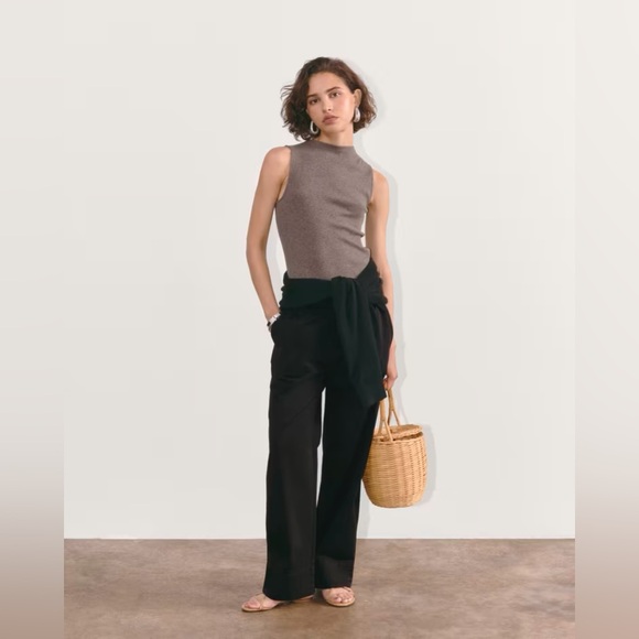 Everlane The Easy Pant Straight Pant Cotton Pull On Elastic Waist Women's Small - Picture 2 of 13